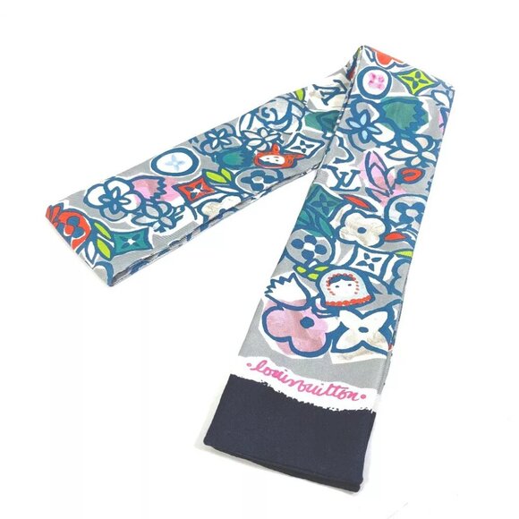 LOUIS VUITTON Monogram Bandeau LVpop Scarf silk gray - Picture 1 of 8